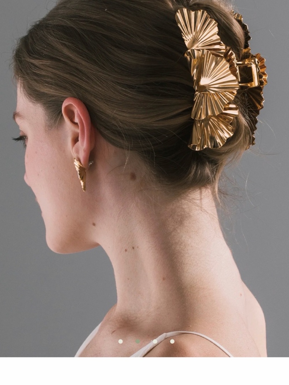 Jennifer Behr Gold Ruffled Fan Hair Clip